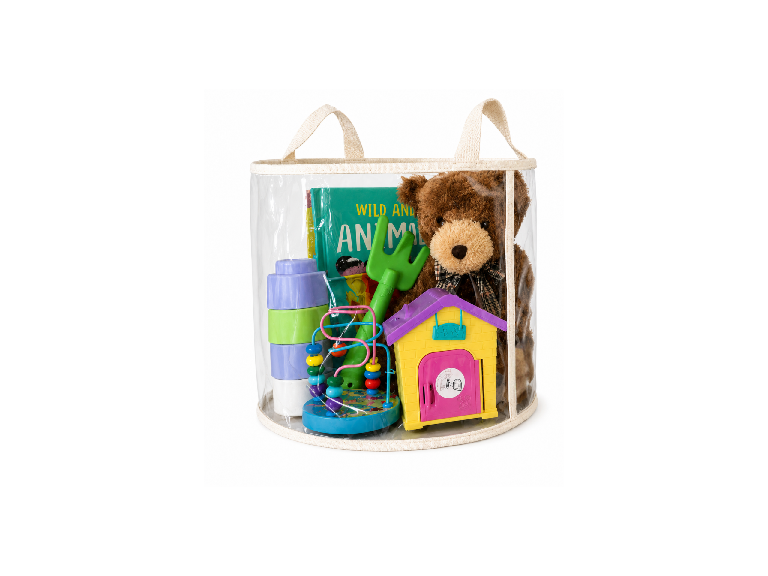 Clear Storage Basket with Handles - Large Round