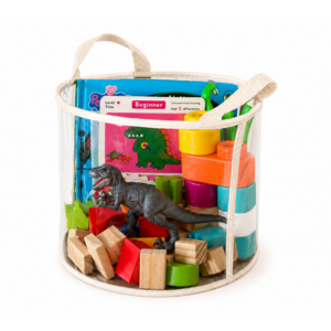 Clear Storage Basket with Handles - Medium Round