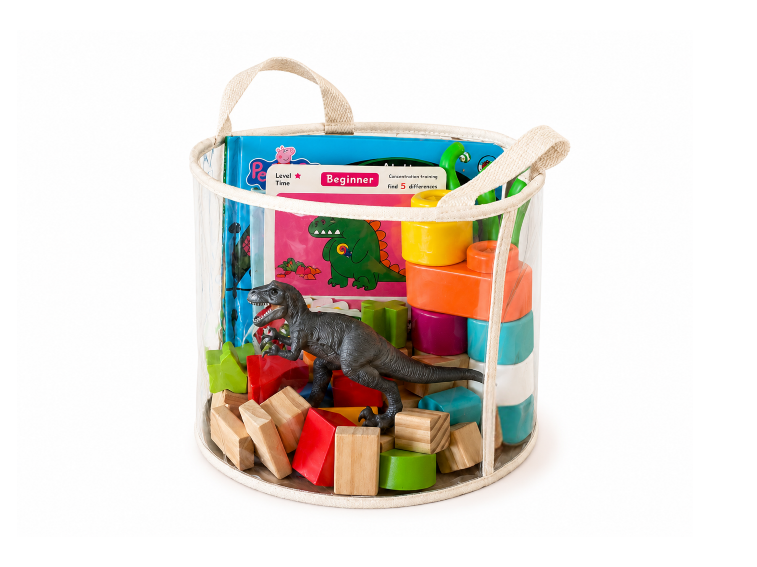 Clear Storage Basket with Handles - Medium Round