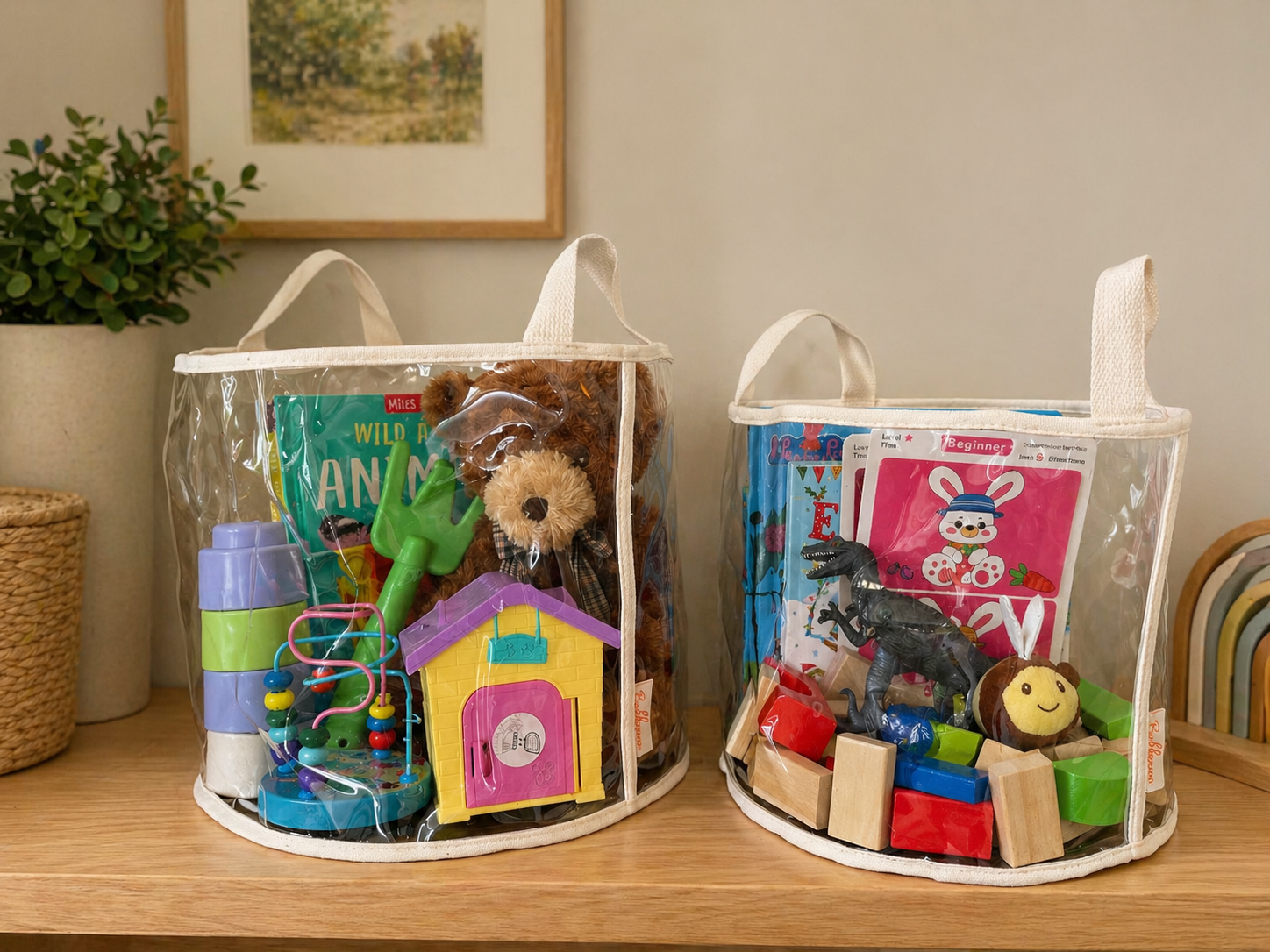 Clear Storage Basket with Handles - Medium Round - Image 4