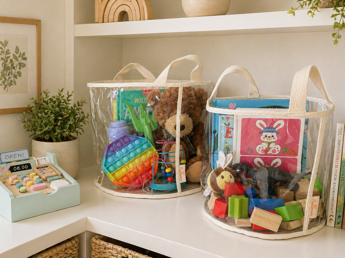 Clear Storage Basket with Handles - Medium Round - Image 5